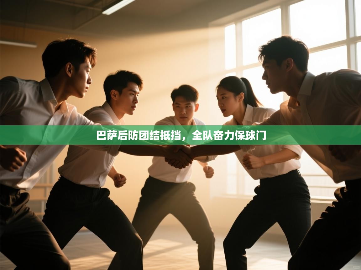 巴萨后防团结抵挡，全队奋力保球门